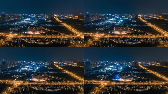 南京江北新区市民中心夜景延时