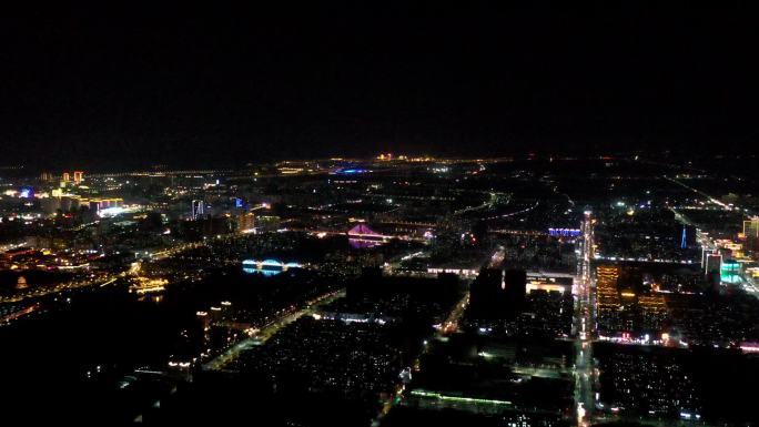 500米高空宿迁夜景延时航拍 宿迁城建