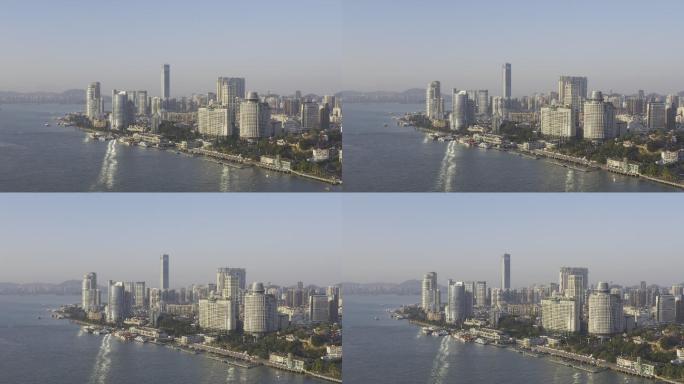 密集城市建筑和城市天际线的航空摄影