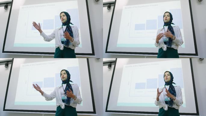 中东女企业家戴头巾出席商业会议