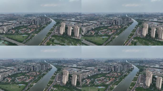 4K正版-航拍中山石歧河与城市居民区