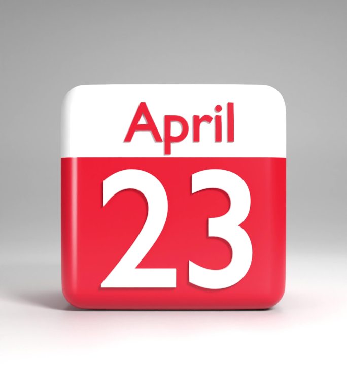 4月23日国际儿童节垂直日历页，白色背景，4k分辨率