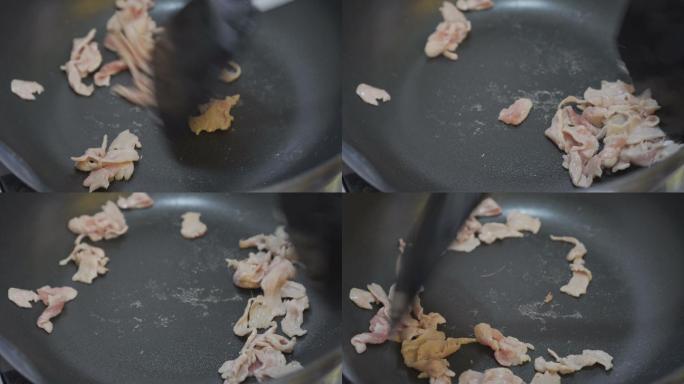 在家用平底锅烹饪猪肉
