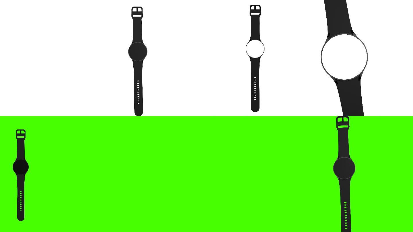 白色和绿色背景上隔离的智能手表
