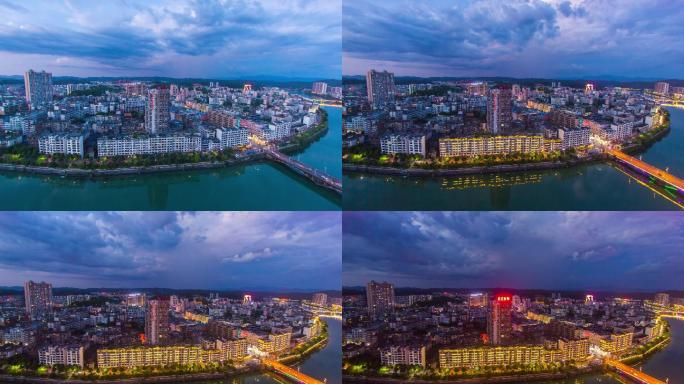 湖南省郴州市永兴县城市风景夜景延时摄影