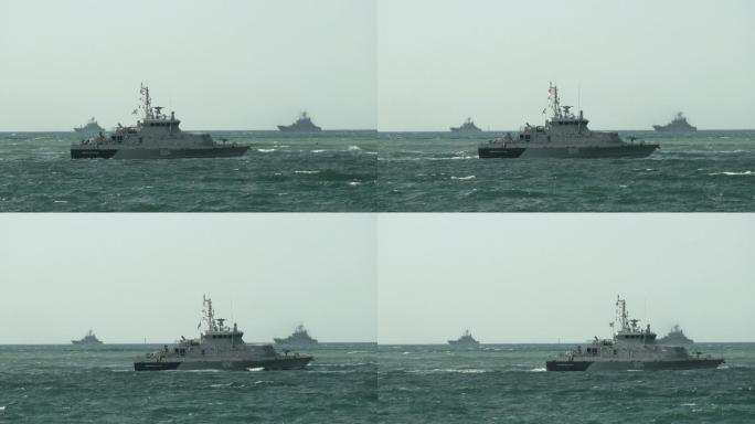 海军演习期间的海岸警卫队船只