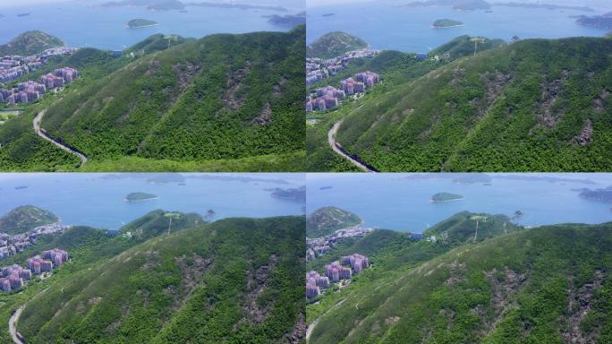 香港山著名的龙背徒步旅行路线空中全景图