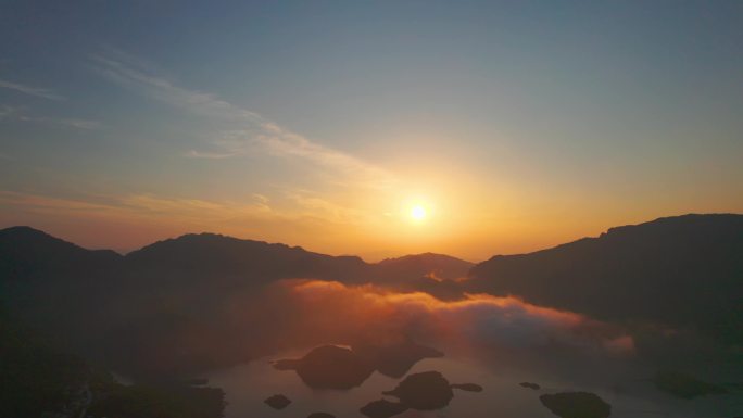 大好河山日出夕阳西下山河远山拨云见日大气