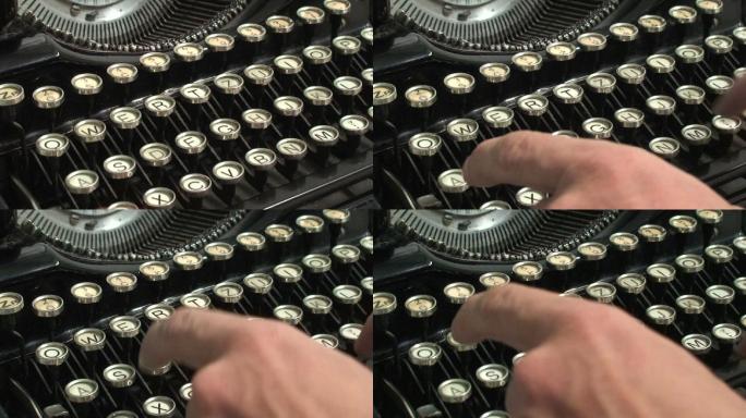 在老式打字机上手动打字