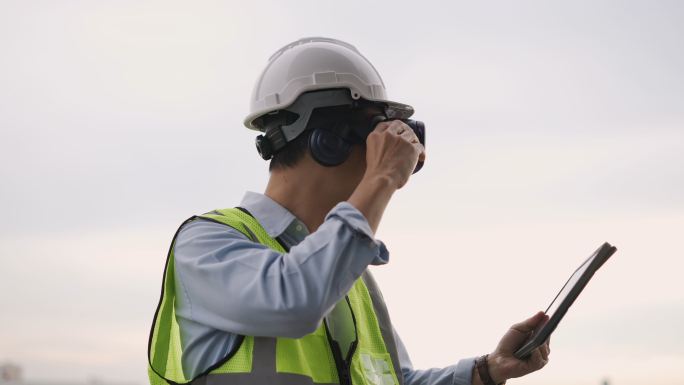 亚洲工程师戴VR耳机