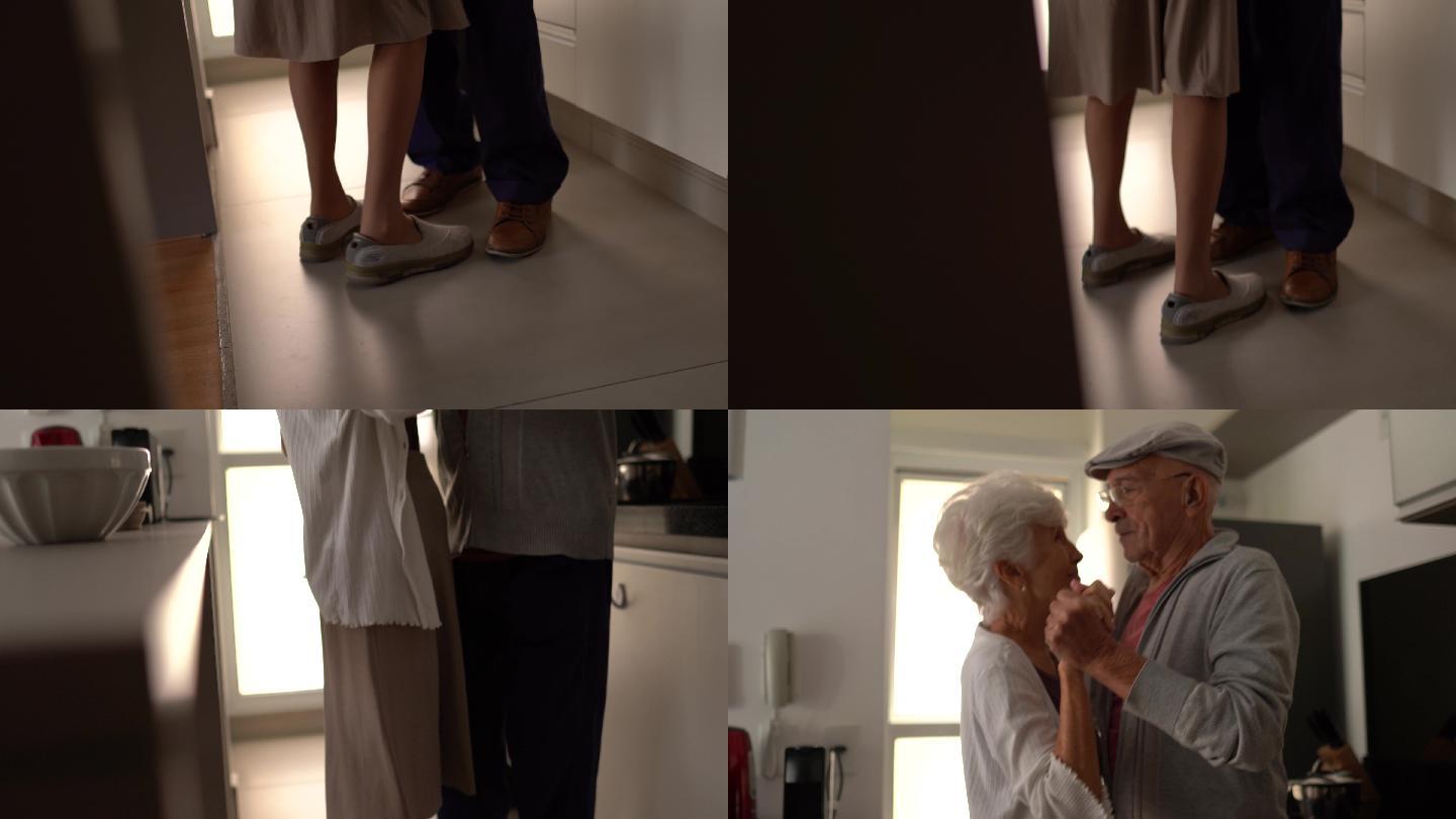 老年夫妇在家跳舞幸福美满老年爱情亲密浪漫
