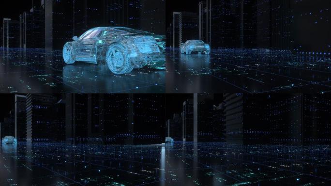 虚拟AI智慧城市城市虚拟汽车片头广告素材