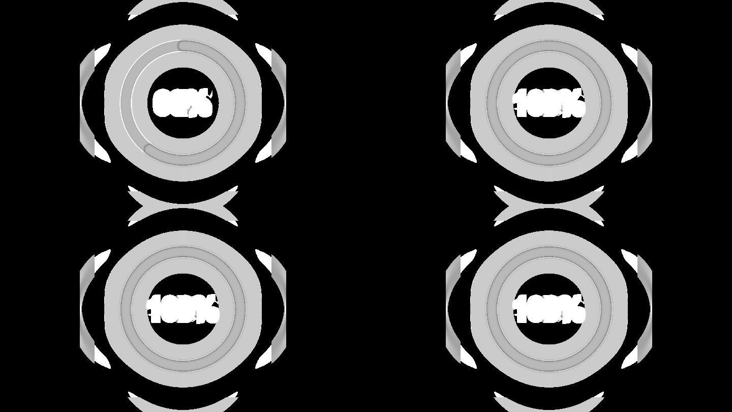 灰色现代平面设计圆形发光加载或进度条动画背景库存视频-在黑色背景上隔离（Alpha Channel 