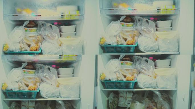 囤积、不健康饮食塞满食物的冰箱