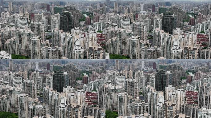 4K原素材-航拍上海密集高楼大厦建筑群
