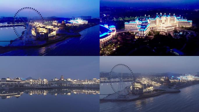 青岛温泉湾度假村夜景航拍