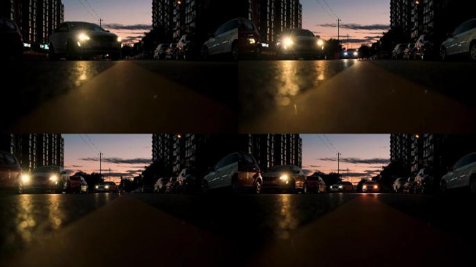（电影感）夏日日落晚归的街道