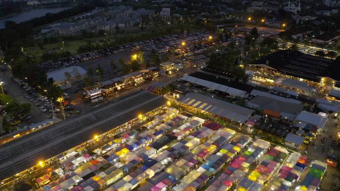 泰国夜市鸟瞰图热闹