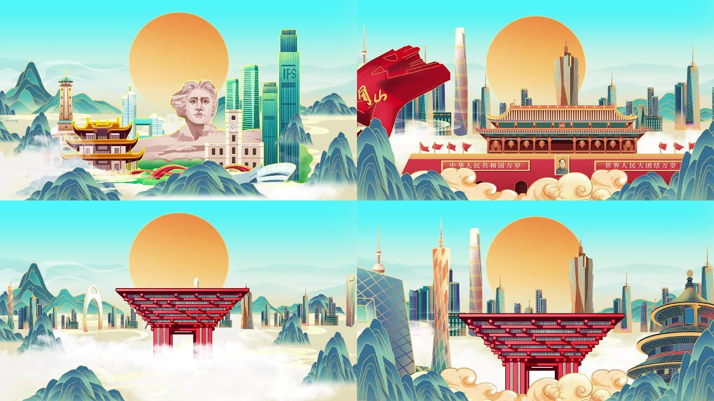 《可爱的中国》主持人版朗诵比赛背景视频