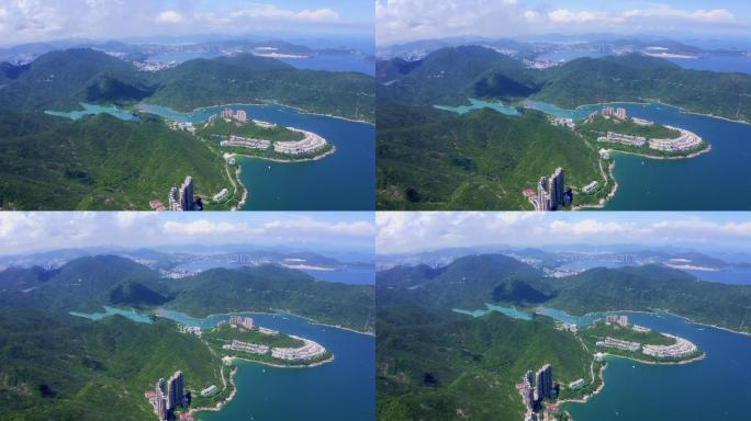 香港山著名的龙背徒步旅行路线空中全景图