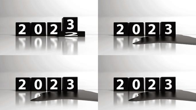 2023年黑色立方体新年概念