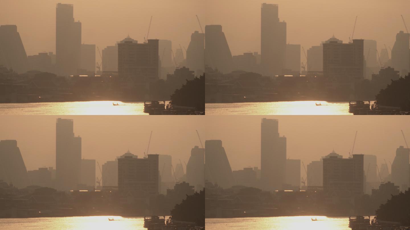 城市被混合粉尘所覆盖，空气污染严重。细颗粒物（PM2.5）的严重空气污染。