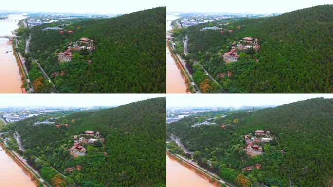 河南洛阳龙门石窟香山寺航拍4k