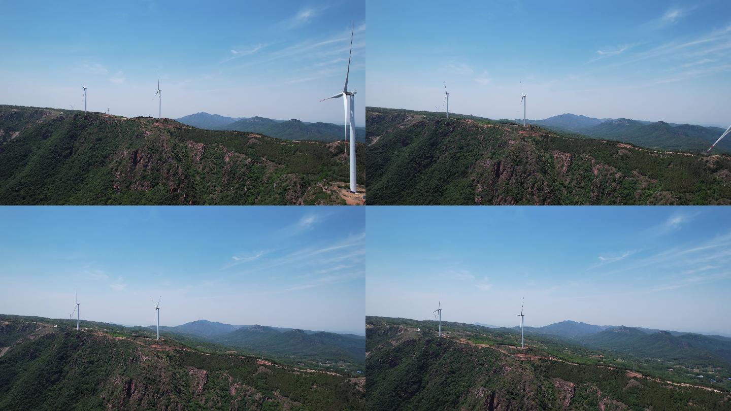 4k航拍山上风力发电