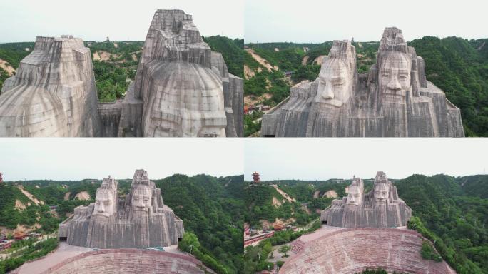 4K航拍河南郑州炎黄二帝雕塑