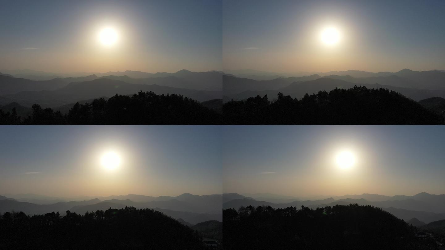 九华山风景区寺院4K航拍素材日落