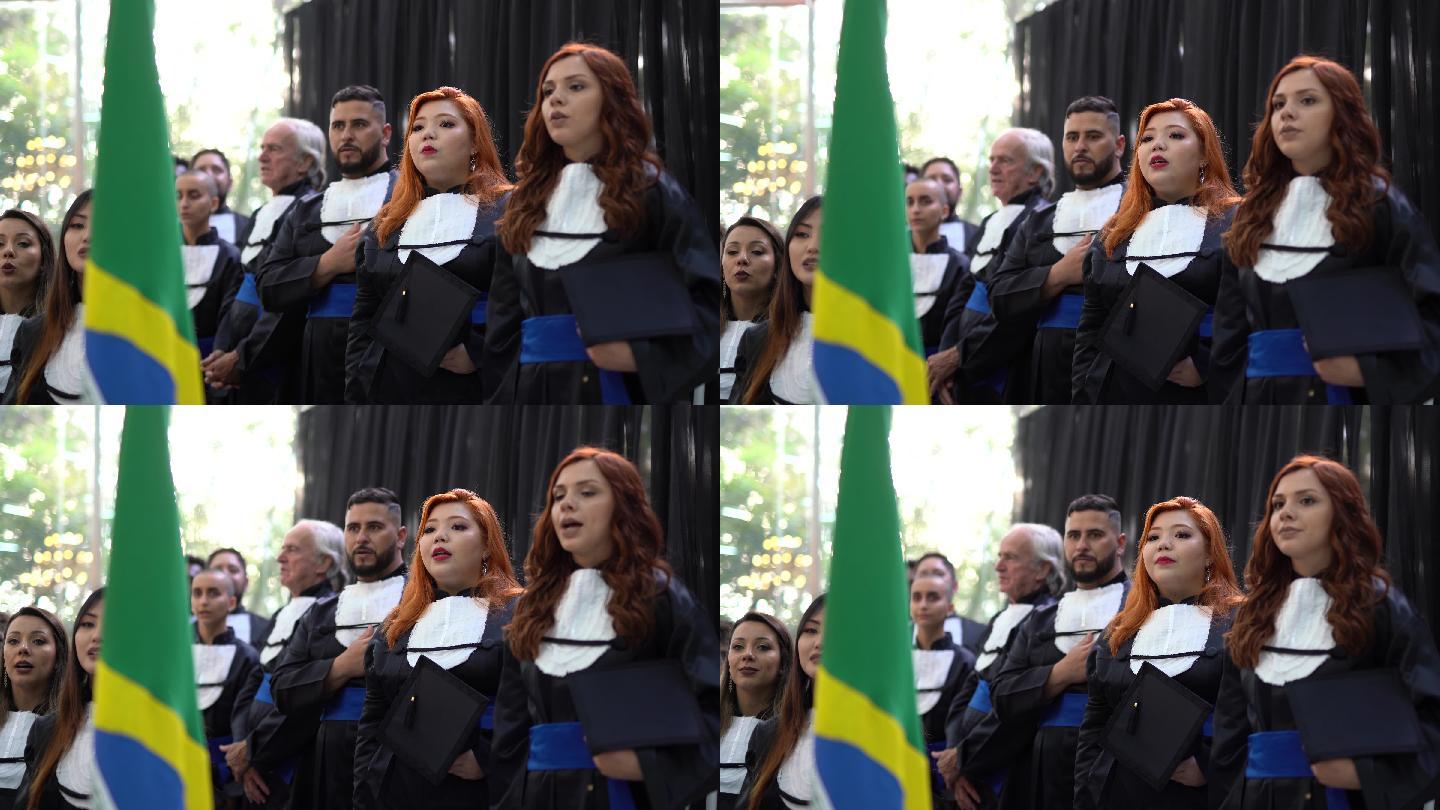 巴西毕业生唱国歌唱歌
