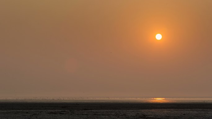 鄱阳湖沙湖山日出延时