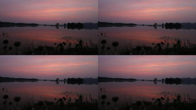湖上落日风光视频素材