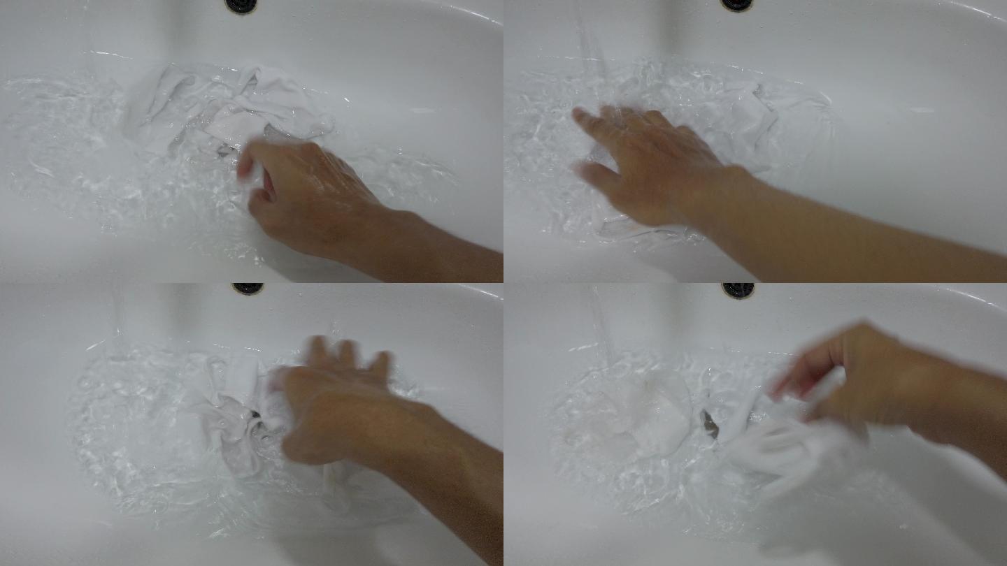 4K男子在洗脸盆中洗手