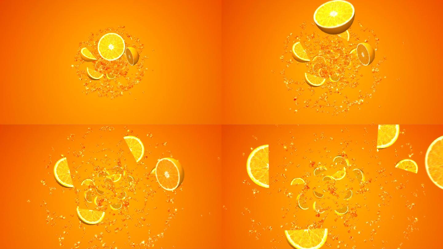 泼洒橙汁。时令水果浆果时令食品