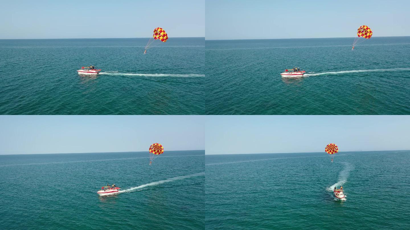 原创 广西北海涠洲岛海滨水上滑翔伞航拍