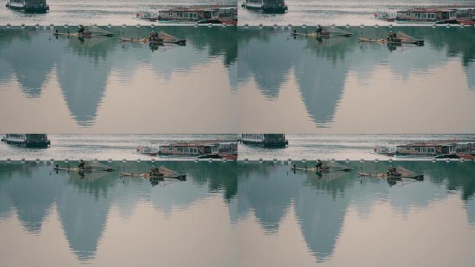 4K广西桂林渔船漓江水上游旅游