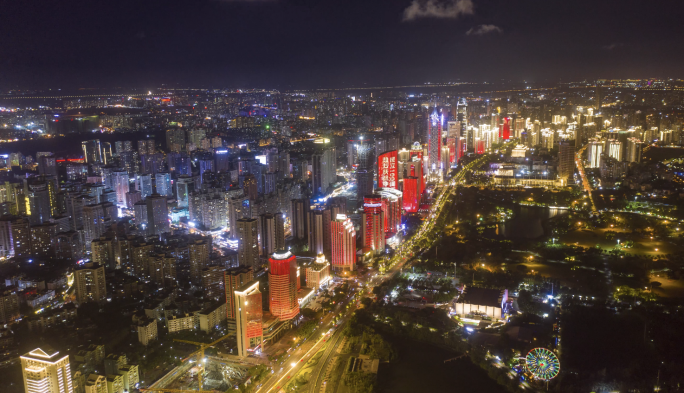 海口夜景航拍延时03