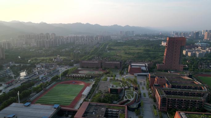 重庆高新区大学城日落航拍