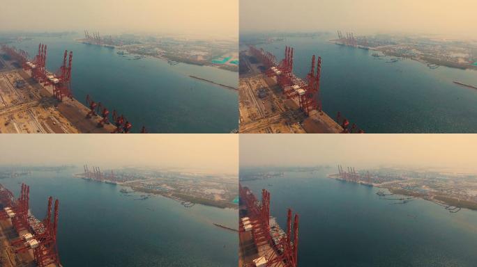 中国唐山鸟瞰港码头航拍