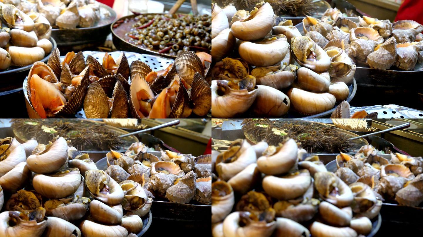 中国的异国海鲜螺蛳锅