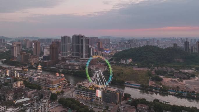 4K延时-中山市摩天轮日落大范围