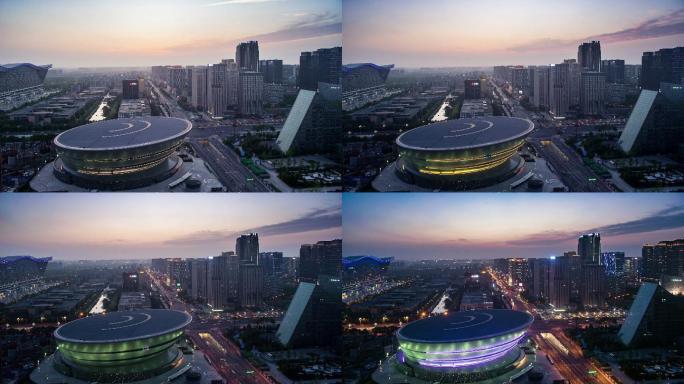 成都高新区五粮液演艺中心夜景航拍