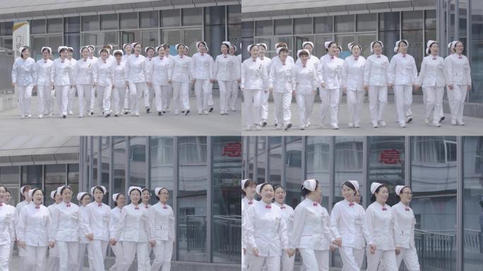 一群护士阔步向前的护士