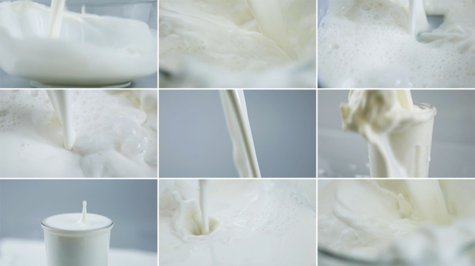 牛奶液体倒牛奶飞溅奶滴视频