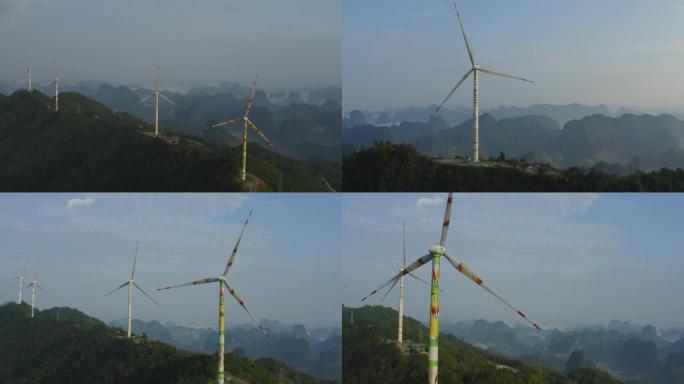 4K航拍四川攀枝花彩绘风力发电机