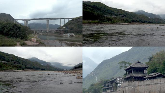 贵州遵义桥梁河流空镜
