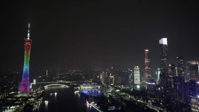 广州珠江新城夜景航拍