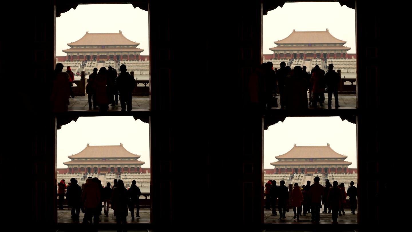 进入紫禁城的人旅游圣地中国风建筑