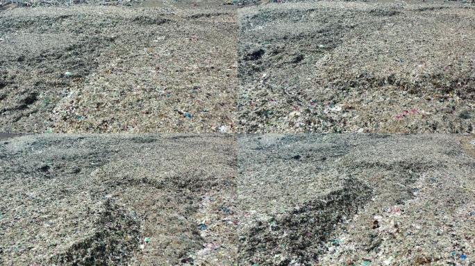 鸟瞰山垃圾填埋场垃圾处理厂垃圾污染塑料污
